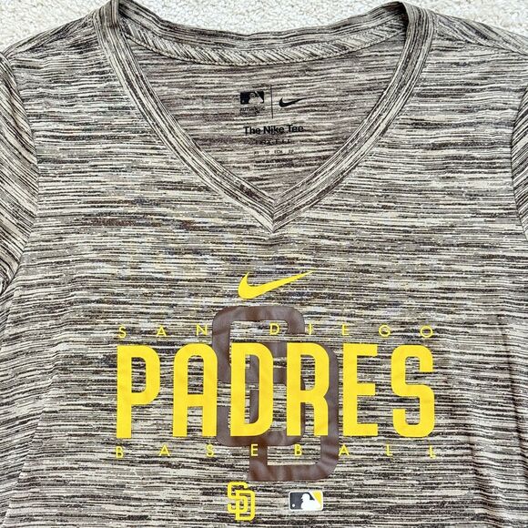 SOLD Nike MLB San Diego Padres Dri-FIT VNeck Shirt Baseball Top Heather Brown XS - Picture 3 of 12